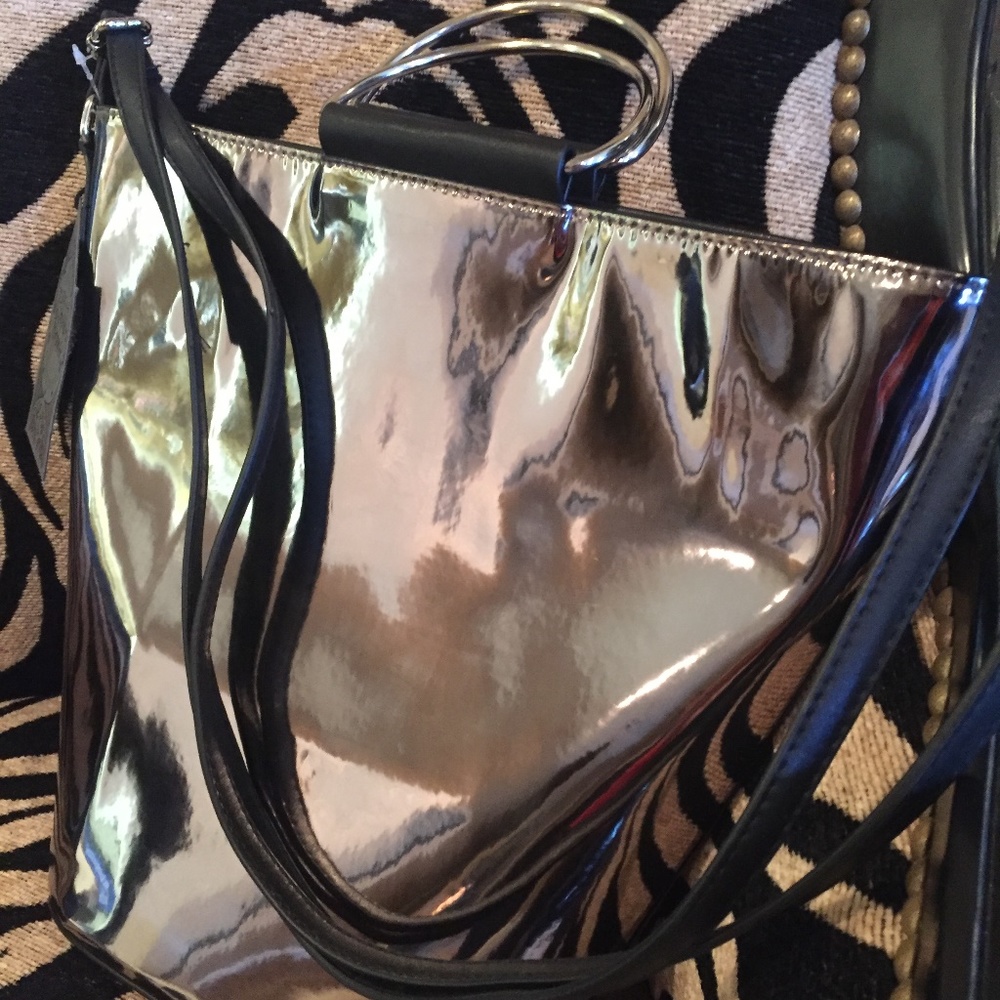 BRAND NEW Pewter Bag with Metallic Ring